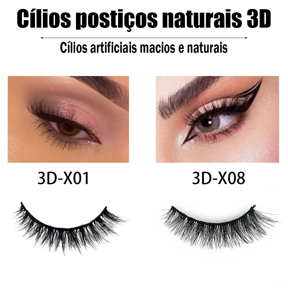 Caixa De 5 Pares De Cílios Postiços Naturais Modelo X01 X05 X06 X08 S19