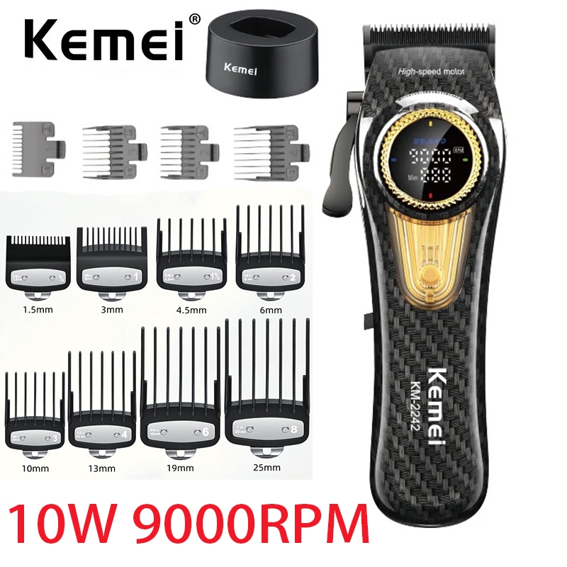 Kemei 2242 Cortador De Cabelo Profissional Sem Fio Barbeador Elétrico Aparador Recarregável Desbotado Máquina De Corte Para Homens em Oferta na Shopee