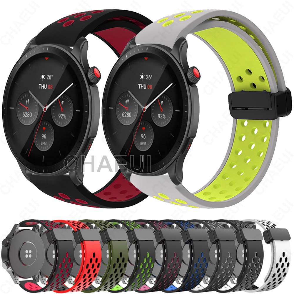 Pulseira De Silicone De Substituição De Cor Dupla Com Fivela Magnética Para Amazfit GTR 4 3 Pro 2 / Balance 2 3 Ultra