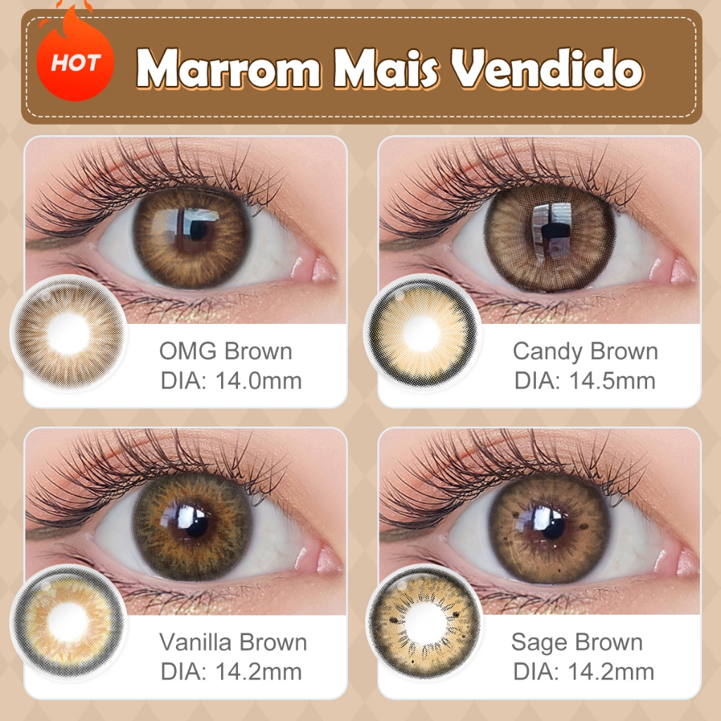 Magister Lentes de contato marrom mais vendidopara olhos maquiagem Lente 1 par charmoso marrom