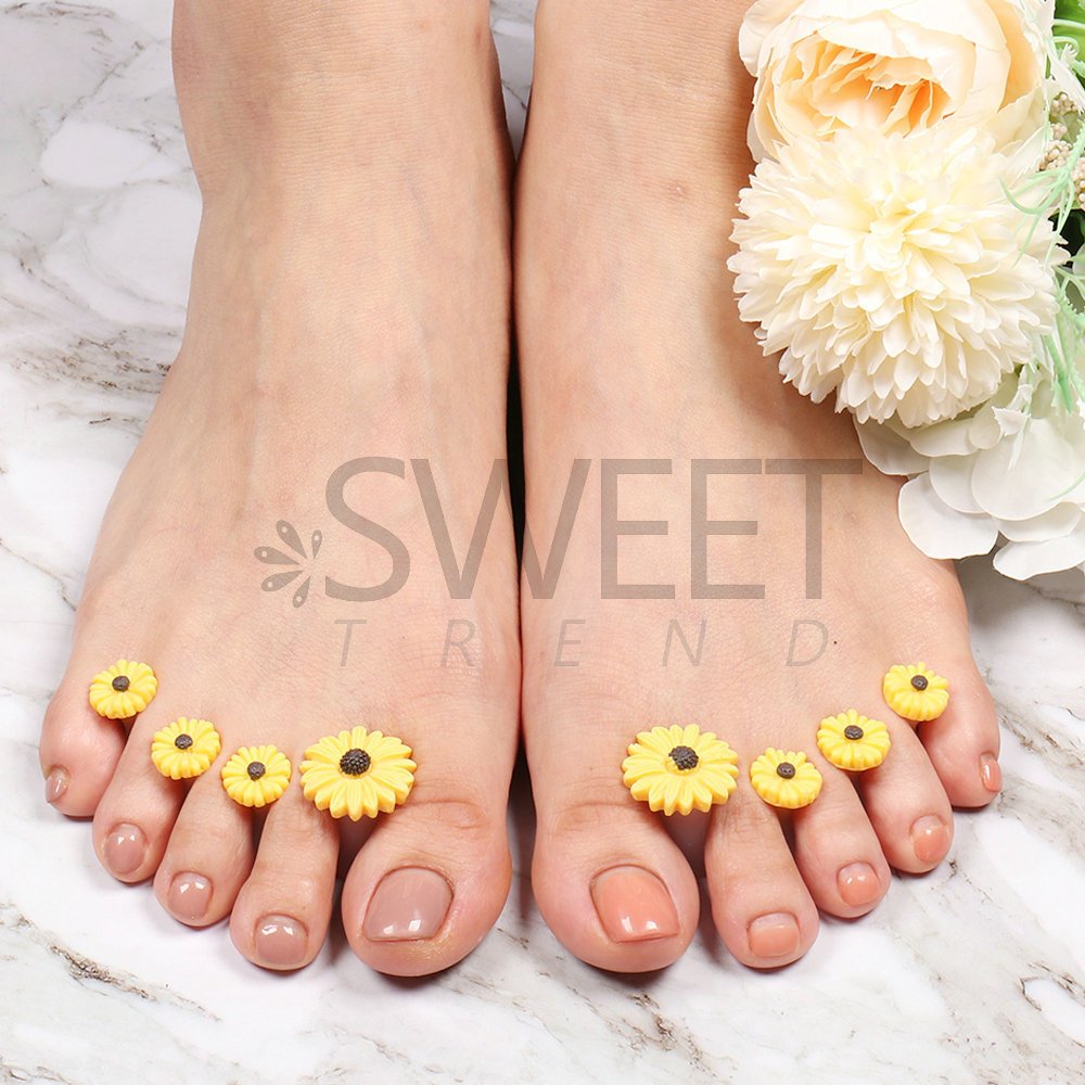 8pcs /pack Separador de flores Separador de dedo do pé Pedicure Daisy Red Gem Rhinestone Manicure Care Tool