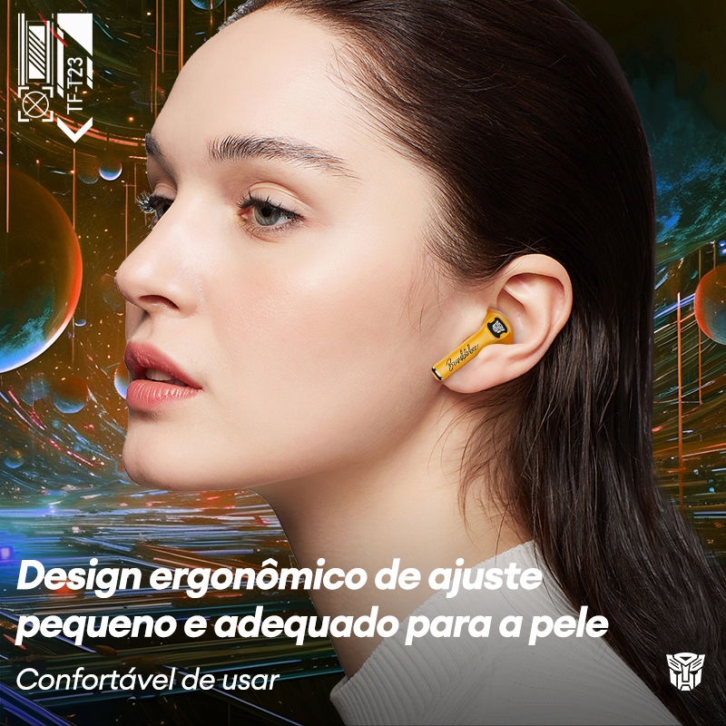 Transformers TF-T23 Fones De Ouvido Bluetooth Sem Fio Jogos sem latência Iluminação RGB - detalhe