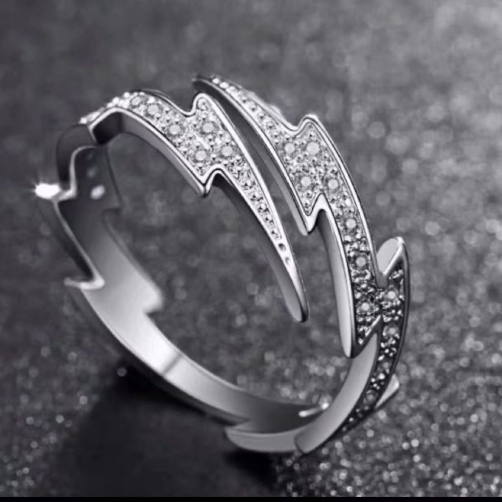 Anel Relâmpago Unisex Light Luxury Fashion Personalizado Casual Com Abertura Ajustável