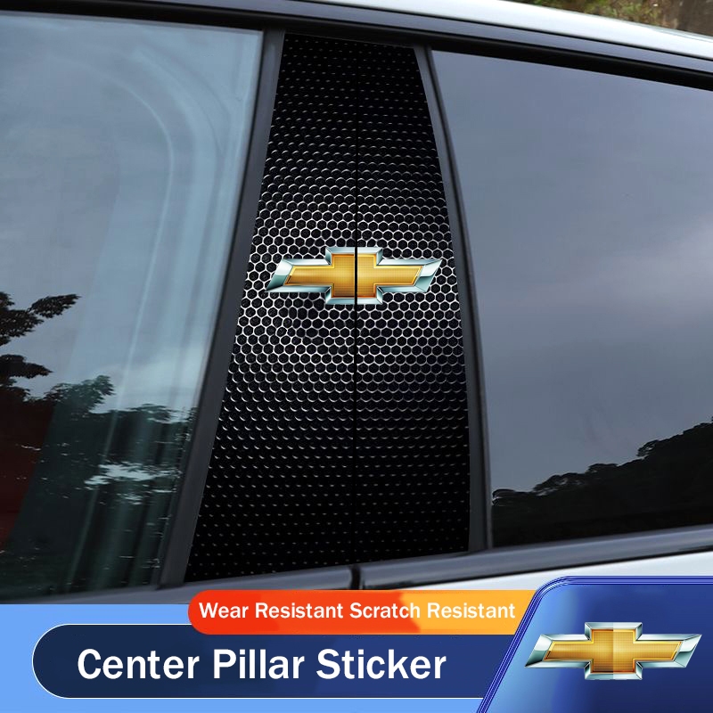 2Pcs Apto Para Chevrolet Spin Tacker Malibu Onix Colorado Trail blazer Diamond Grid Textura 3D PET Pilar Do Da Porta Carro Acessórios A Tampa