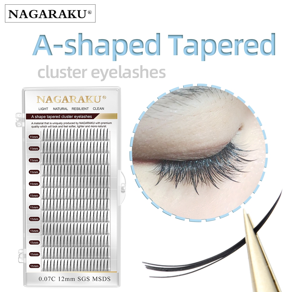 NAGARAKU A Shape Tapered Base Plana Fluffy Eyelash Extension Spikes Matte Cluster Maquiagem em Oferta na Shopee