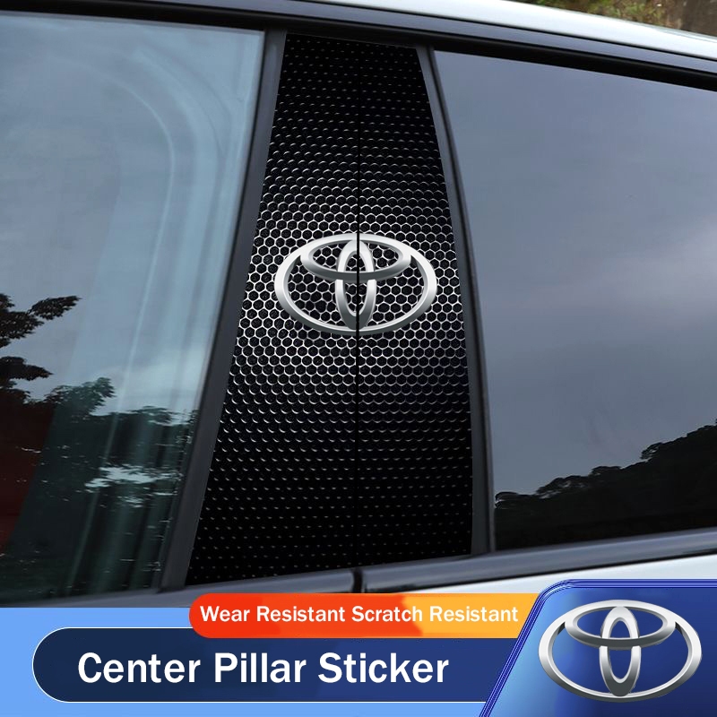 [2PCS] PET Padrão De Grade Diamantada Janela De Carro Pilares B Moldagem De Adesivos De Estilo Para Toyota Camry Corolla Vios Hilux Innova Etios