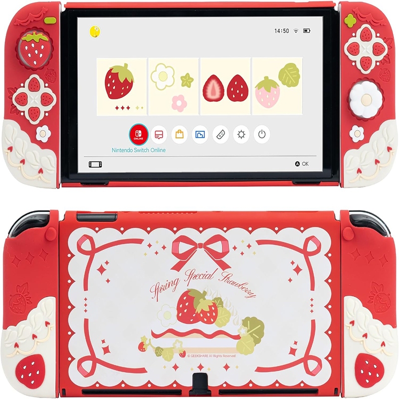 Capa Protetora Fofa Compatível Com Nintendo Switch/oled , De Silicone Macio Separável Para 2