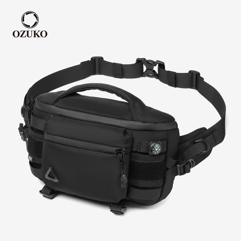OZUKO Saco De Cintura Para Homens Ao Ar Livre Sacos De Grande Capacidade Com Vários Bolsos À Prova D'água Bússola