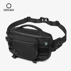 OZUKO Saco De Cintura Para Homens Ao Ar Livre Sacos De Grande Capacidade Com Vários Bolsos À Prova D'água Bússola