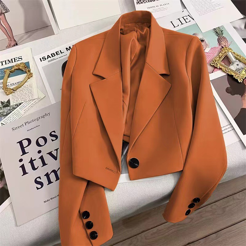[Em Estoque] Casual Blazer Frontal Plano Com Botão Para Roupas Femininas