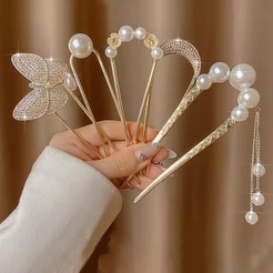 Grampo de cabelo em forma de U Pearl Hairpinde Bola Cabelo Ferramenta prática Acessórios para Cabelo