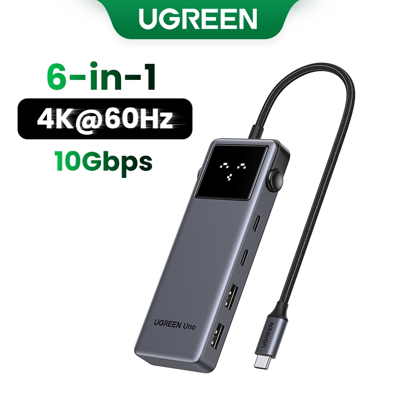 Ugreen Uno 6 Em 1 HUB 4K @ 60Hz 10Gbps Robot PD100W USB A C HDMI Tipo Adaptador (Três Cores Disponíveis)