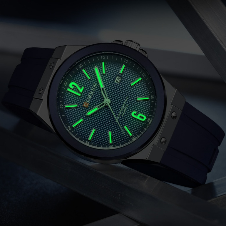 Relógio Masculino CURREN Original À Prova D'água Correia De Silicone Ponteiro Luminoso Discador Moda Quartzo Analógico 8467 XC - Watches