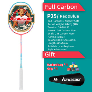 Raquete De Badminton Kawasaki Full Carbon PASSION P22/P25/P26 18-28LBS 4U Para Iniciantes , Entretenimento Ao Ar Livre C em Oferta na Shopee