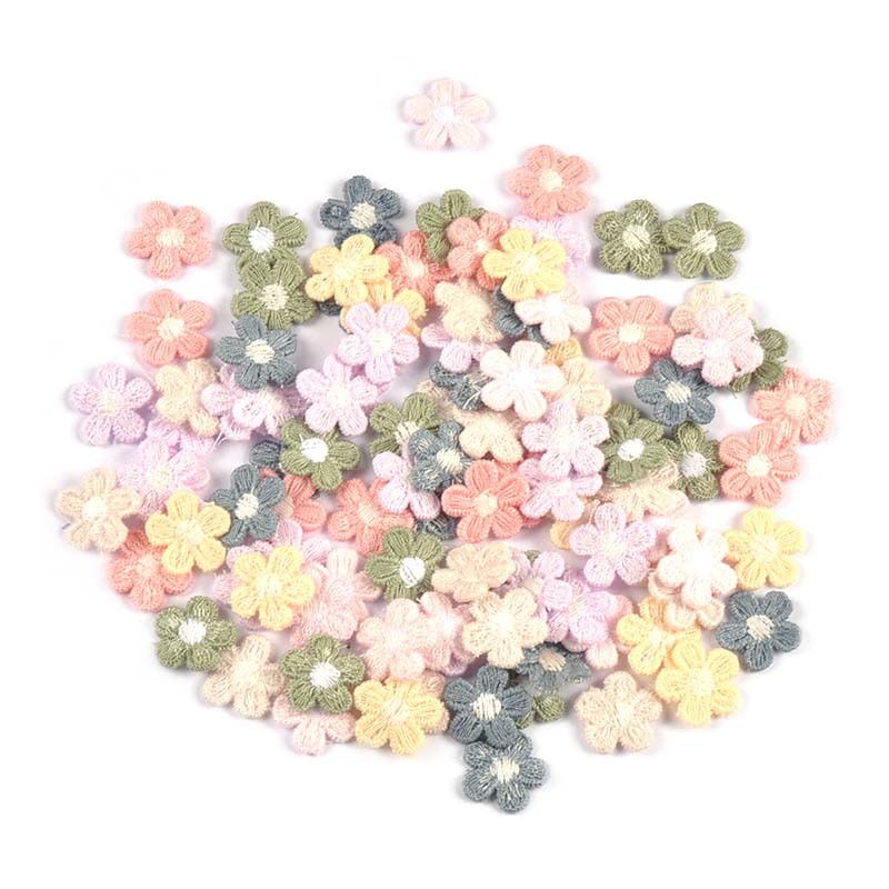 50 Pçs 17mm 7 Cores Mini Remendos De Flores Bordados Roupas Decoração Acessórios De Costura DIY Artesanato Artesanal Graments Apliques CP4062 em Oferta na Shopee