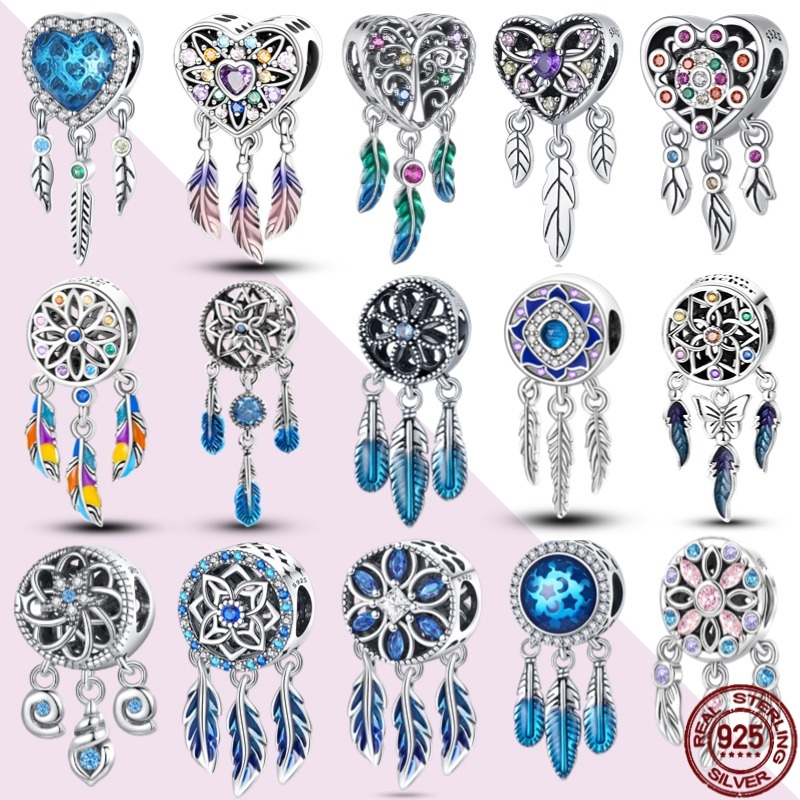 Jóias de Moda Pan Charme Pan Charme Baratas 925 Sterling Silver Charm Butterfly Dream Catcher Pulseira com Contas Fazendo Presente para Senhoras