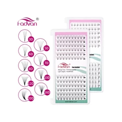 Fadvan 8D 10D 12D Extensões De Cílios Com Haste Estreita Afiada Premade Fan Eyelash Extensions Naturais Macias E Russas De Volume Faux Mink Individuais