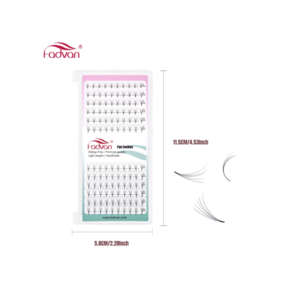 Fadvan 8D 10D 12D Extensões De Cílios Com Haste Estreita Afiada Premade Fan Eyelash Extensions Naturais Macias E Russas De Volume Faux Mink Individuais · foto 2