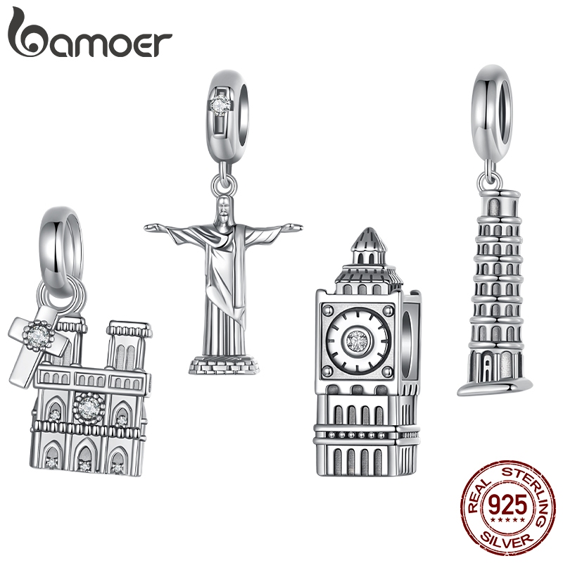 Bamoer 925 Sterling Sliver Charme Big Ben Torre De Acessórios Pisa Pendant Série Para Pulseira em Oferta na Shopee