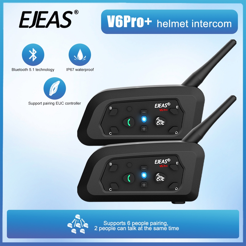 1/2Pcs Tipo C EJEAS V6 Pro Motocicleta Capacete Intercomunicador Bluetooth Para 6 Pilotos Comunicador À Prova D'água