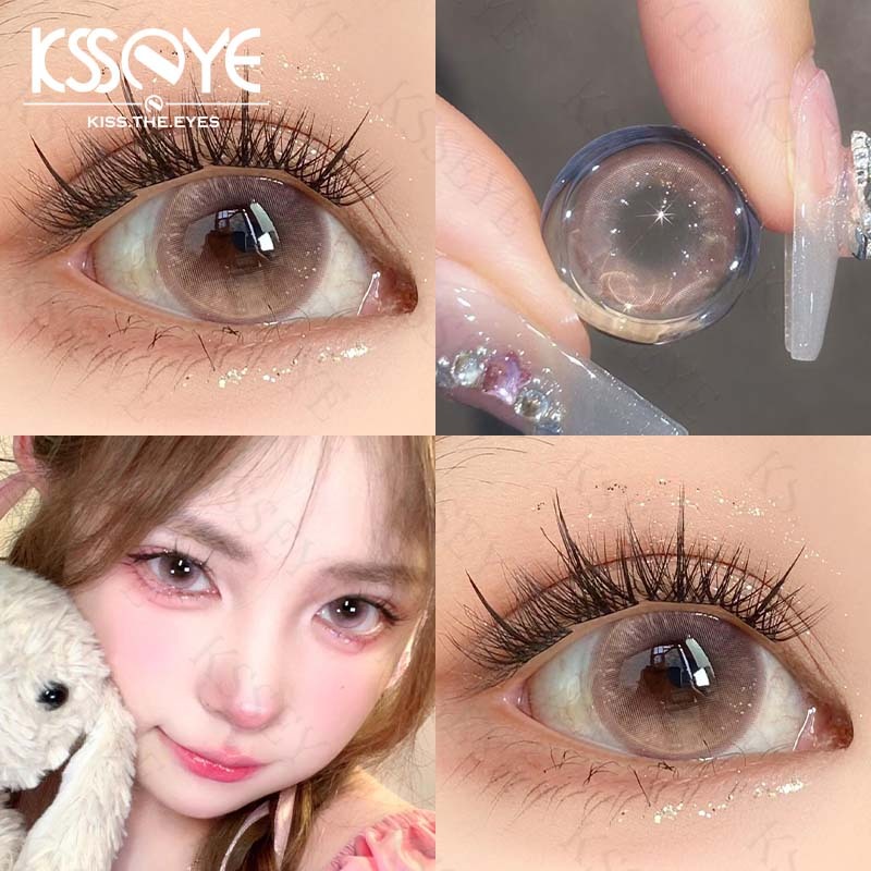 Lente De Contato KSSEYE (L De Tamanho Grande) Marrom Rosa Sem Aro Estilo 40 % Água 2pcs Macia Coréia Padrão Mais popular ❤️