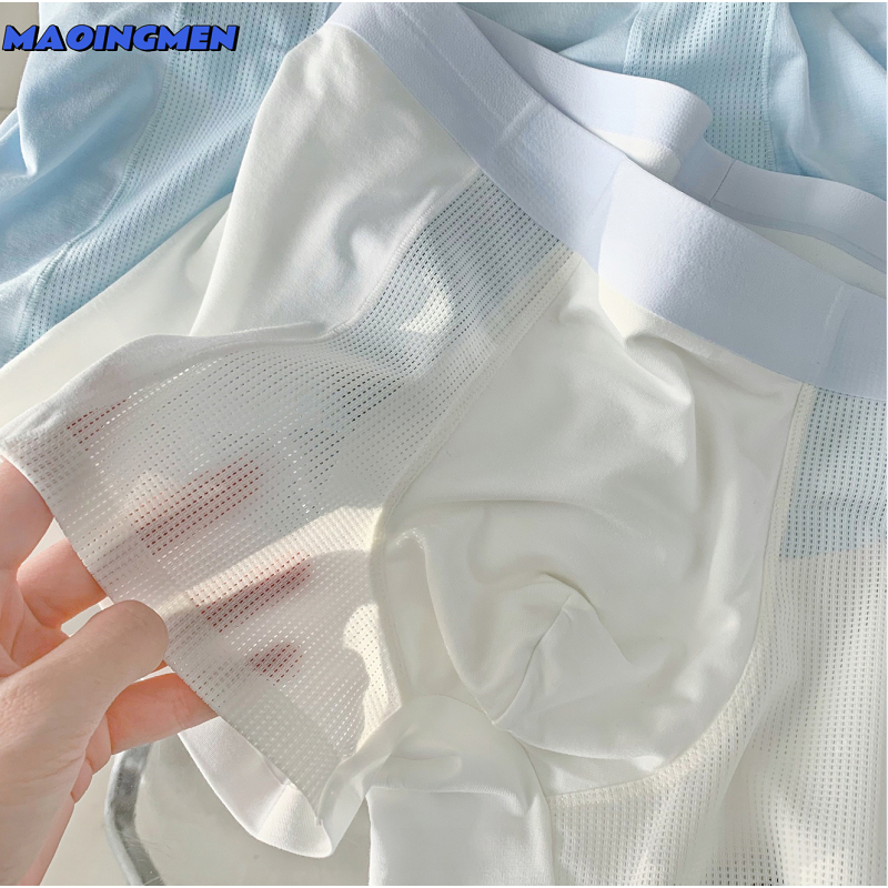 【MAOINGMEN】Kit 3 Cueca Boxer Masculino Modal High-Stretch Breathable Cueca de Seda Gelada De Malha