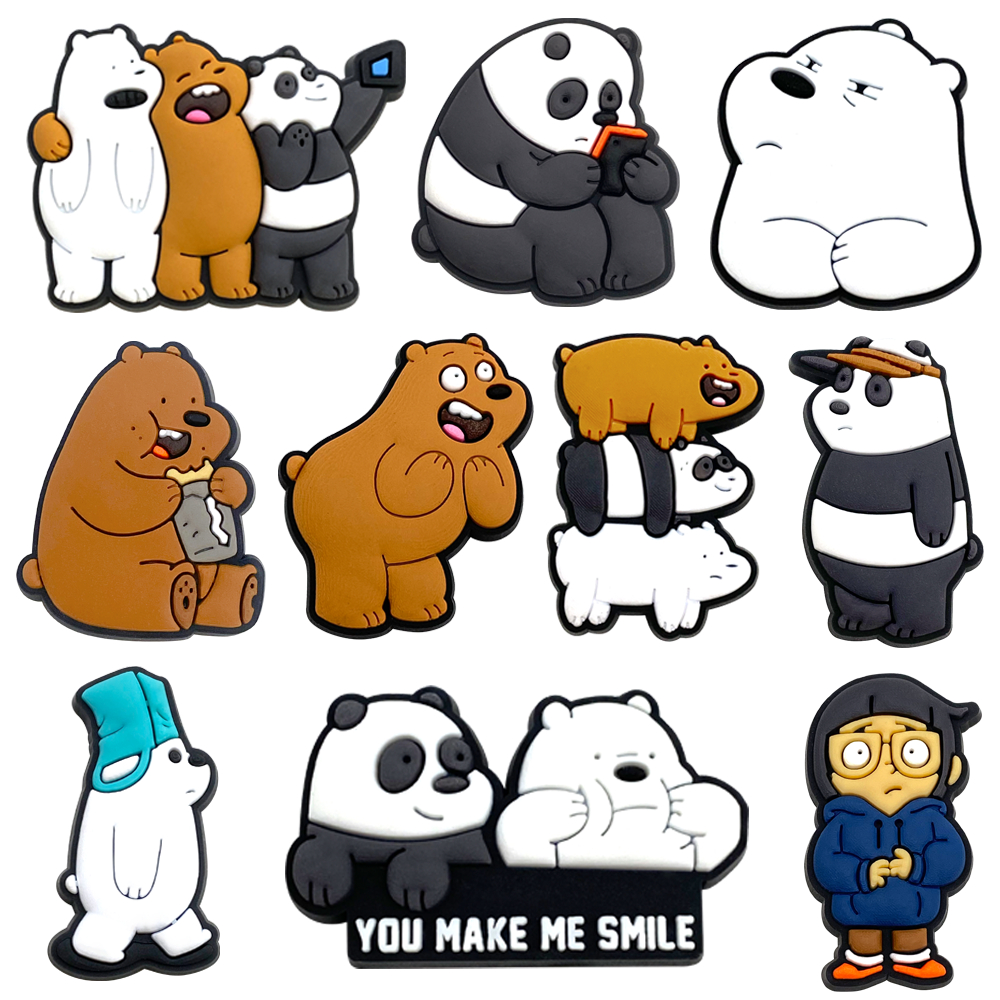 MEIDJ Encantos De Sapato 10 nus urso padrão decoração PVC acessórios com botão em Oferta na Shopee