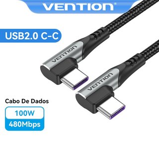 VENTION Do Tipo C Cabo Duplo Ângulo Direito De Carregamento Rápido PD 100W 5a Alta Velocidade 480 Mbps Macho Para Macho Cabo De Dados Para Huawei em Oferta na Shopee
