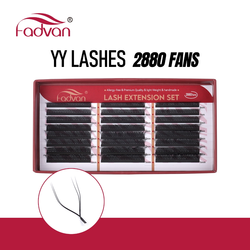 FADVAN Caixas Grandes YY Forma Cílios 2880 Fãs Volumes Brasileiros Extensões De Cor Marrom E · foto 2