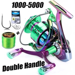 Sougayilang Metal Power Hand/Carretel De Pesca Com Cabo Duplo Série 1000-5000 Anzol De Linha Livre 4.7 : 1/5.2 Max Drag 10kg