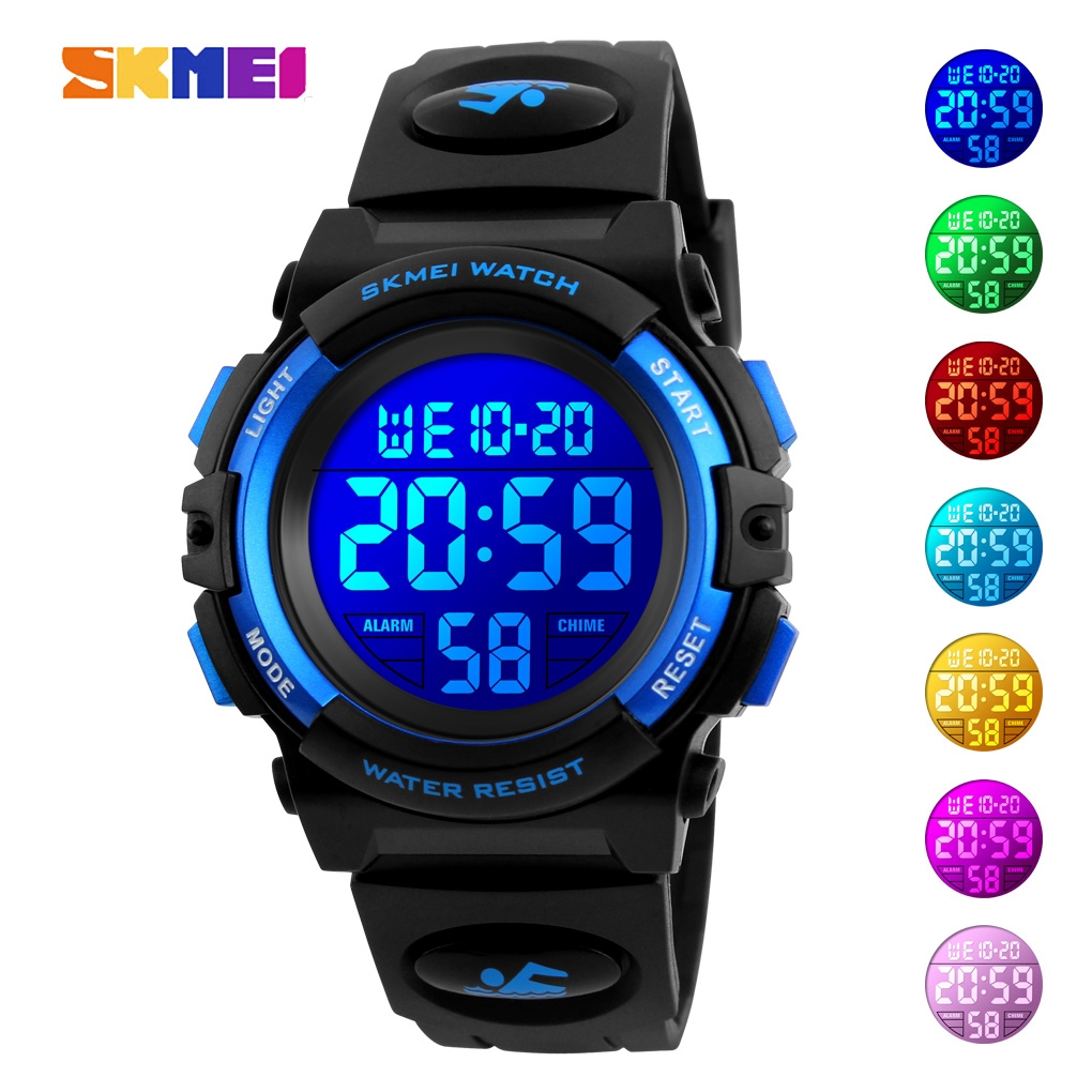 SKMEI 1266 Kids Shockproof Cor LED À Prova De Choque Menino Relógio Digital Infantil D'água