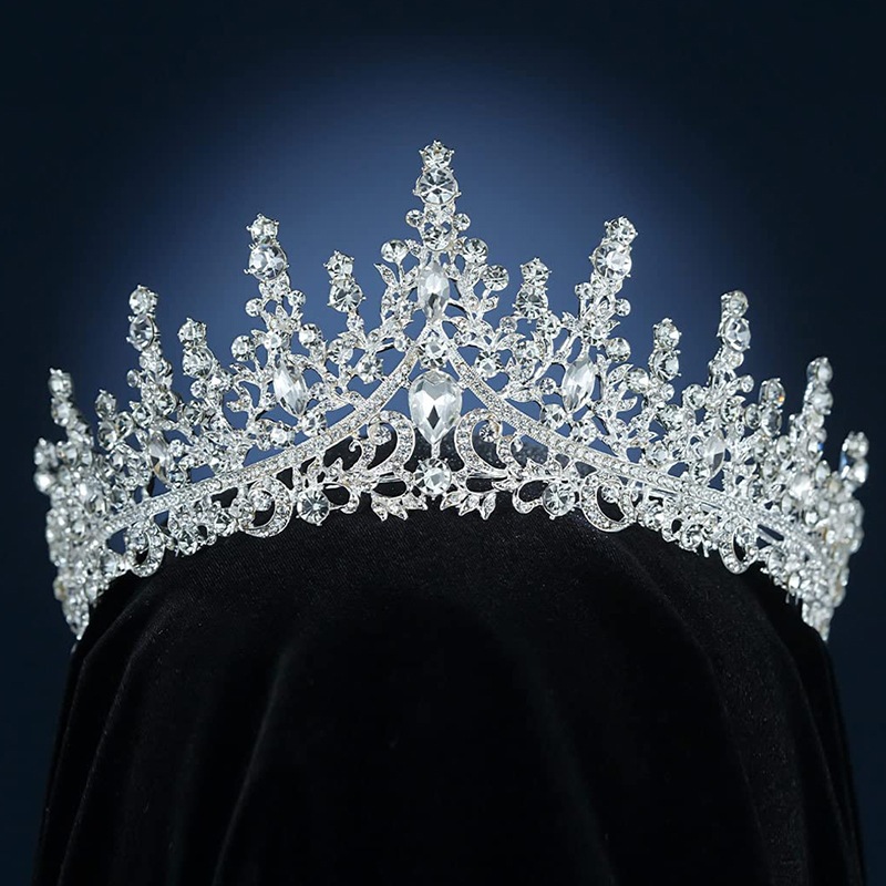 Tiara De Noiva De Cristal De Prata De Luxo Coroa Fita De Cabeça