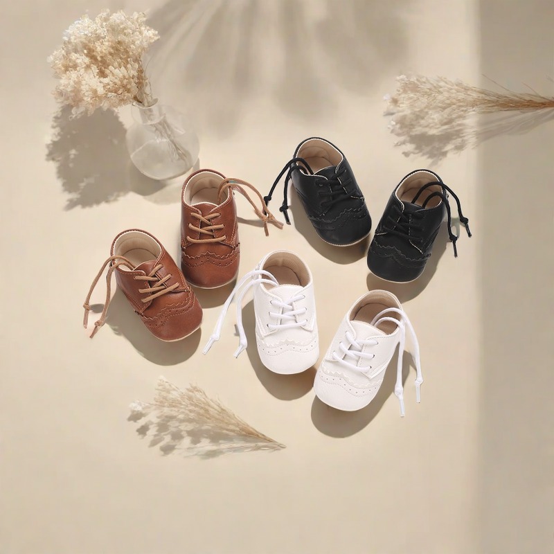 Moda Britânica Estilo Lace Up Sapatos De Couro Para Bebês Esportes E Lazer Bebê De Pano Leve Macio Caminhada