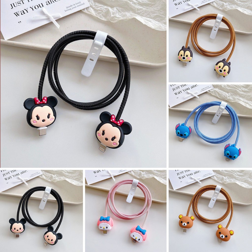 Um Conjunto De Protetores De Cabos De Desenhos Animados Para O Carregador Usb Para Iphone 15 14 13 12 Capa Protetora De em Oferta na Shopee