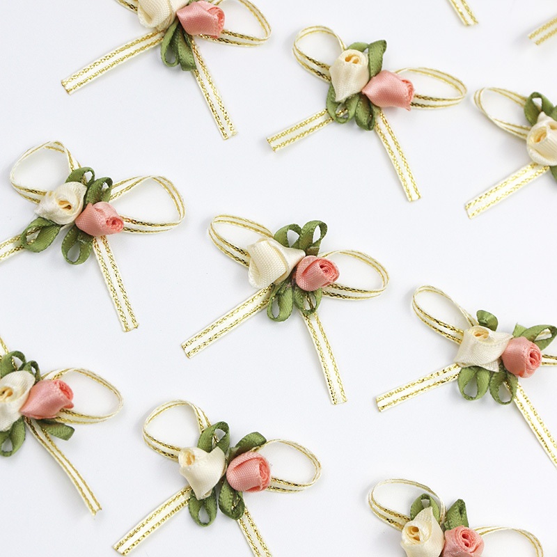 ((20 unidades/pacote) 45mm fita pequena fresca rosa Bud fita Bowknot celebração do feriado caixa de presente decoração f