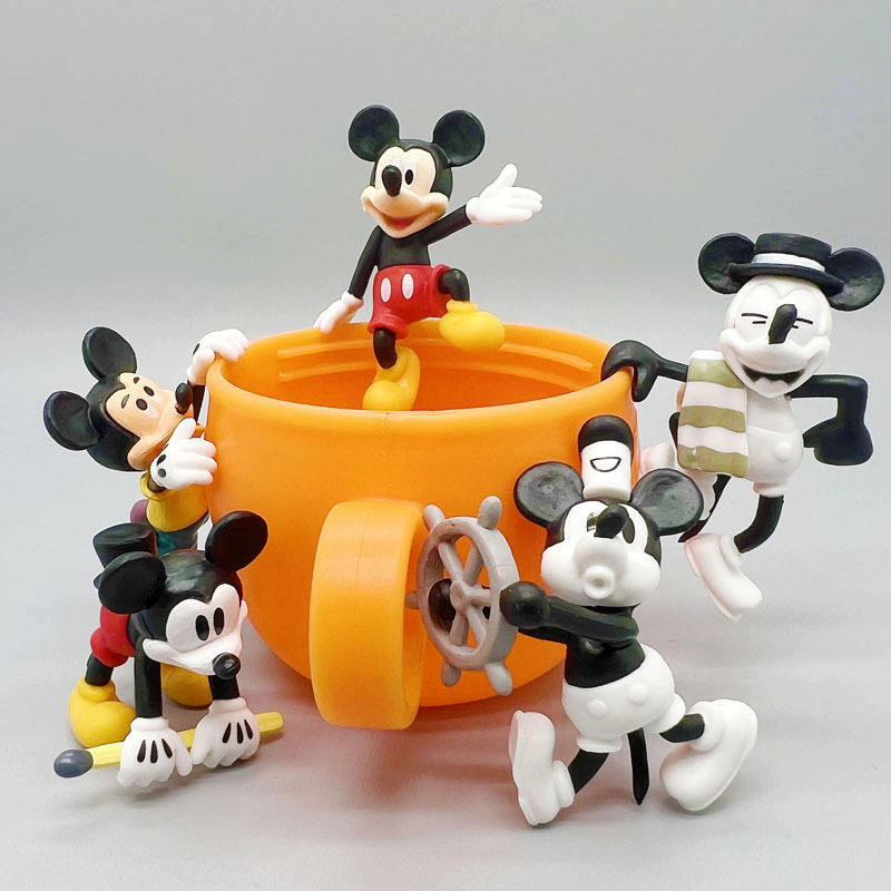 5Pcs 3Pcs 5cm-6cm Mickey Mouse Minnie Water Cup Decoração Pvc Modelo Anime Figuras Kids Toys