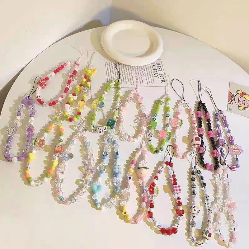 Adequado para todos os casos de telefone, braços, braços do coração de menina rosa de perla, cordas penduradas