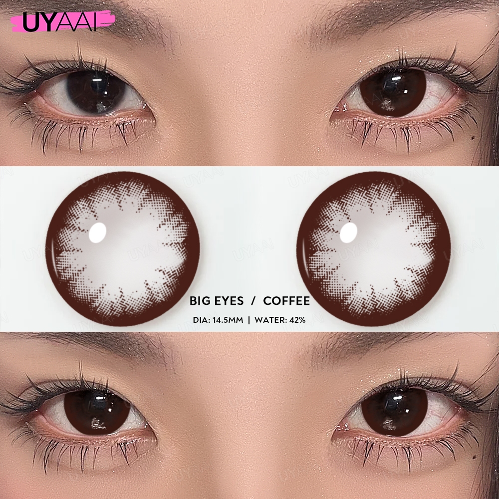 UYAAI 2pcs/1Pair Natural Brown Color Lenses Gray Contatos Anualmente Descartáveis Lindos Alunos De Maquiagem Colorida 14.0-15.0mm em Oferta na Shopee