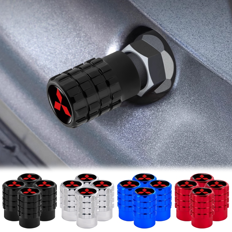 4pcs Projeto Da Grade Coluna Tampa De Ar Do Pneu Carro Alumínio Válvula À Prova De Vazamentos Para Mitsubishi ASX Lancer EX Pajero Outlander L200 EVO