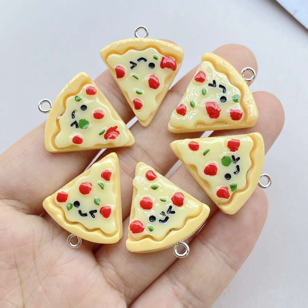 Conjunto de 8 peças Desenho animado Moda Desenho animado Sorriso Fofo Pizza Resina Pingente Bijuteria Pingente Brincos Colar Jóias Resina Acessórios