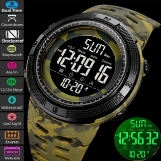 Skmei Relógios Esportivos Militares Masculinos Moda Camo TPU Correia De Tamanho Grande Discagem Led Contagem Regressiva À Prova D'água Relógio De Pulso Digital Masculino Tempo Duplo em Oferta na Shopee