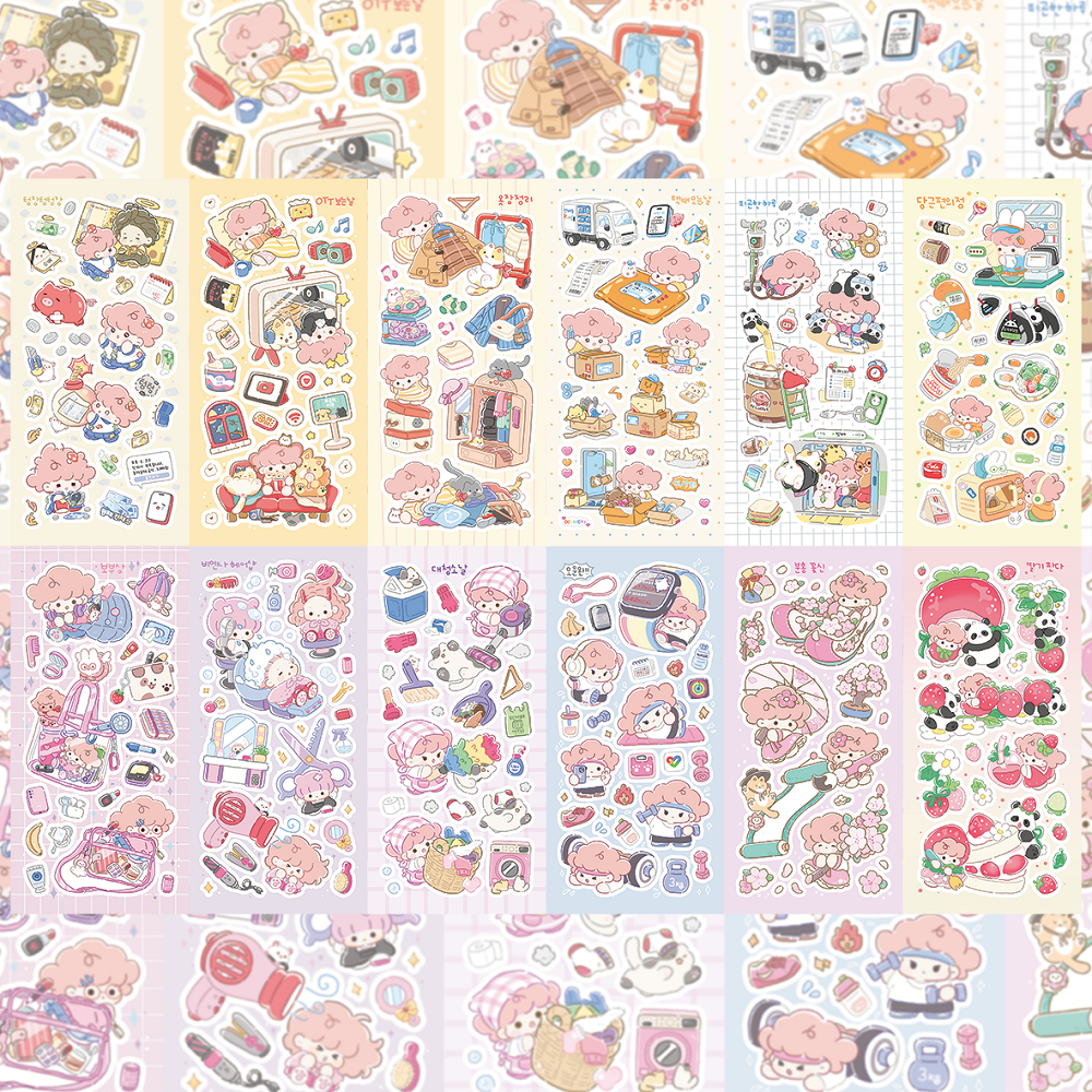 Coréia À Prova D' Água Bonito Cartoon Girl Adesivos Manual Planejador Scrapbook DIY Adesivos Decorativos
