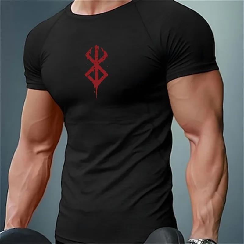 Anime Berserk Guts Camiseta de Compressão Masculina Camiseta de Ginástica Esportiva Apertada