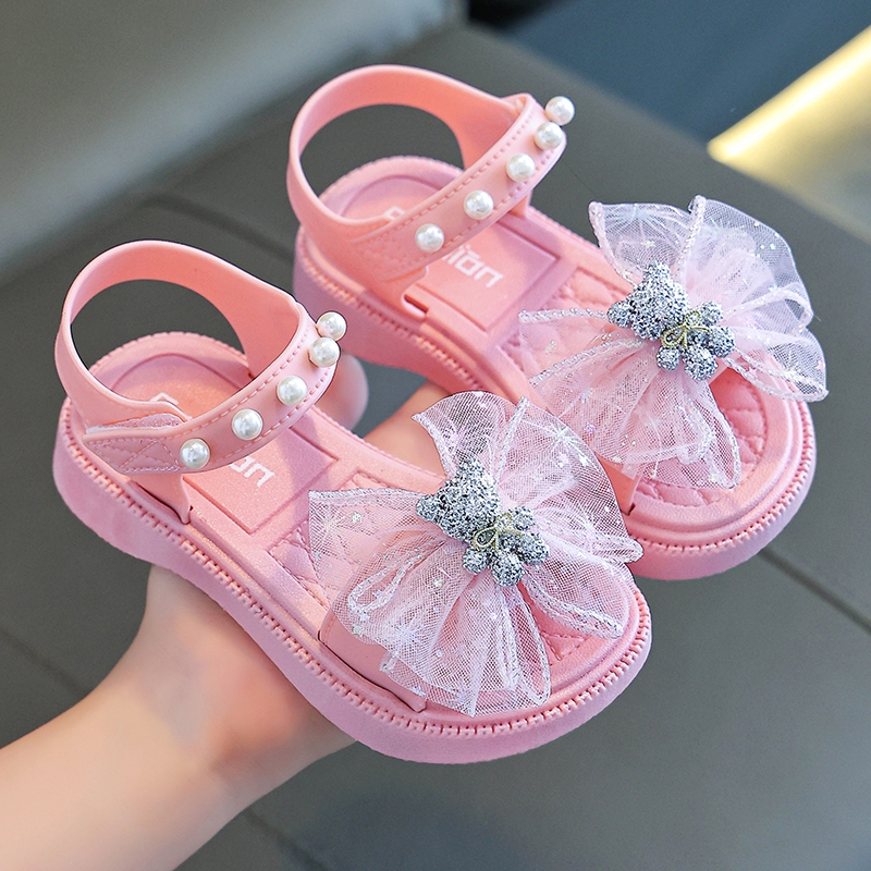 Sandálias infantis Sandálias de praia verão 2024 Meninas sapatos de princesa Light Soft