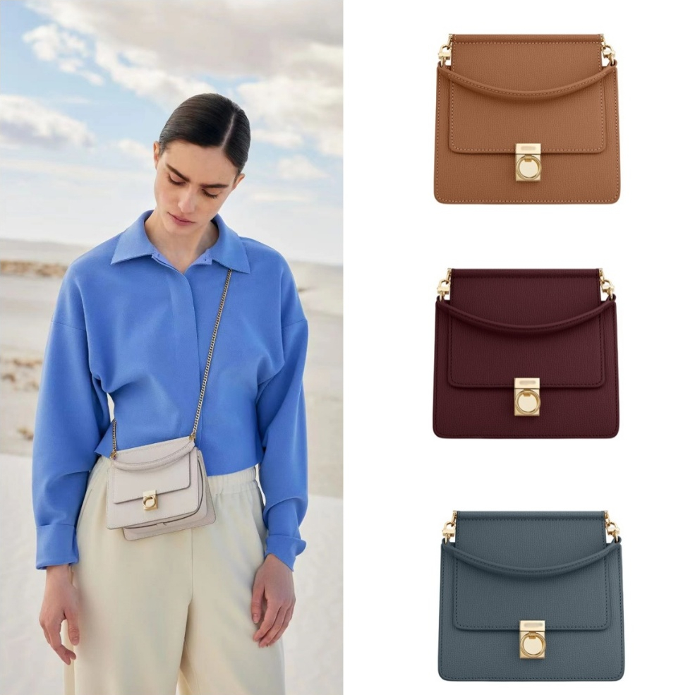Novo saco de corrente francês quadrado, único ombro crossbody saco