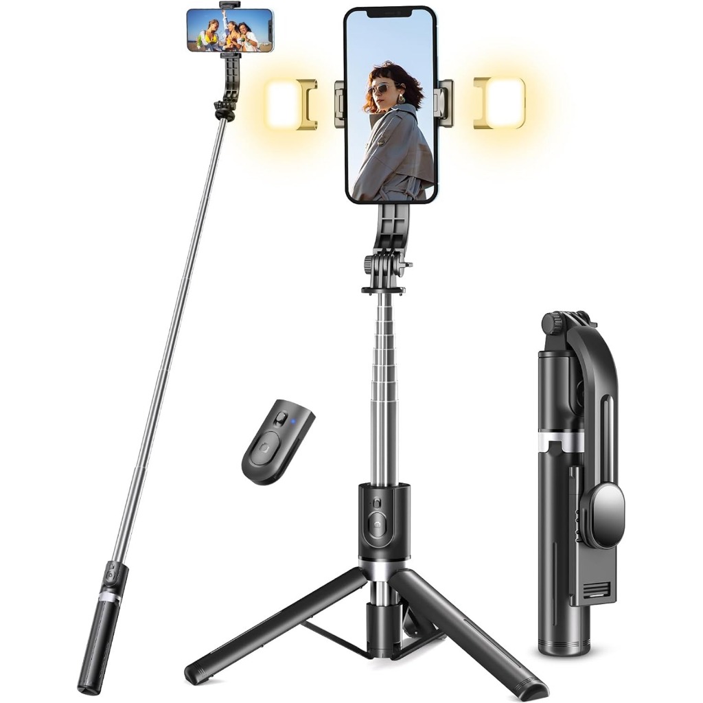 Tripé Selfie Stick Com Luz , 45'Controle Remoto Sem Fio , Compatível Telefônico Portátil