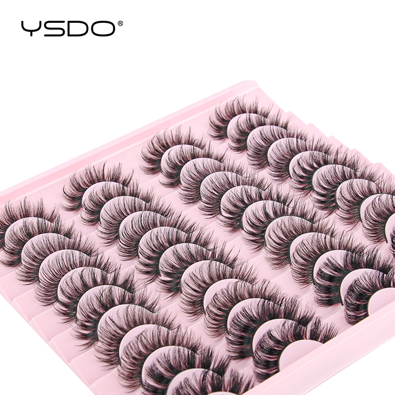 Ysdodo 20Pairs Pestanas Falsas Fofas Estilo Mix Style 3D De Mink Reutilizáveis Extensão De Volume Natural Suave