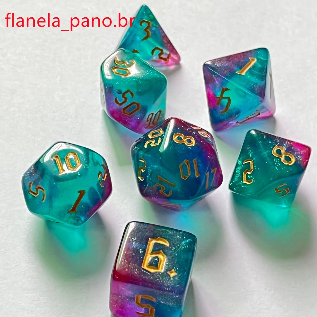 Conjunto de Dados Camaleão 7 Peças,  Múltiplas Faces para Masmorra, Jogo de Tabuleiro, Dragões, Pathfinder, D&D e RPG em Oferta na Shopee