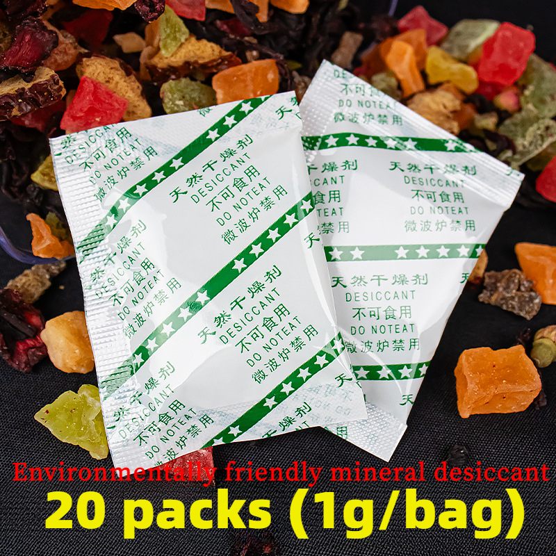 Novo 20 Pacotes 1 G/Saco Dessecante mineral Ecológico , Desumidificador De Alimentos , Pacote Absorvente De Umidade , À 