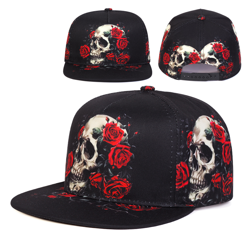 Boné De Caveira Rosa Para Homem Mulher Hip hop snapback Chapéu De Aba Plana Pala De Sol Moda Baseball Hat